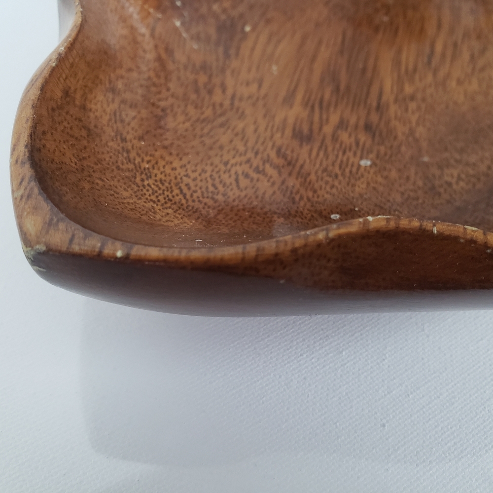 monkey pod wood taro leaf serving dish from Hawaii - Picture 7 of 12